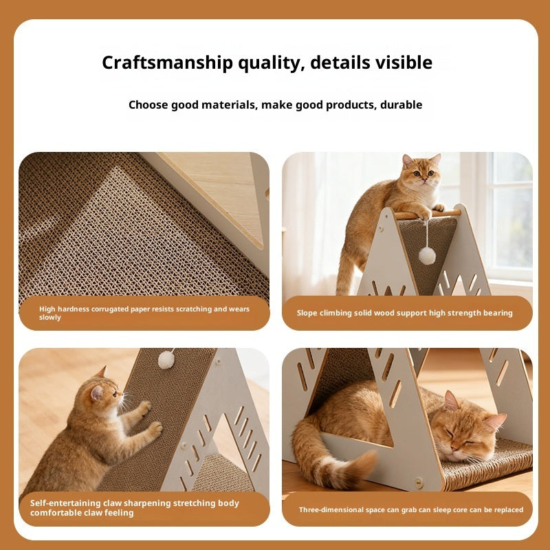 KFX-3829309 Triangular Corrugated Cardboard Cat Scratching Board and Nest Climbing Frame