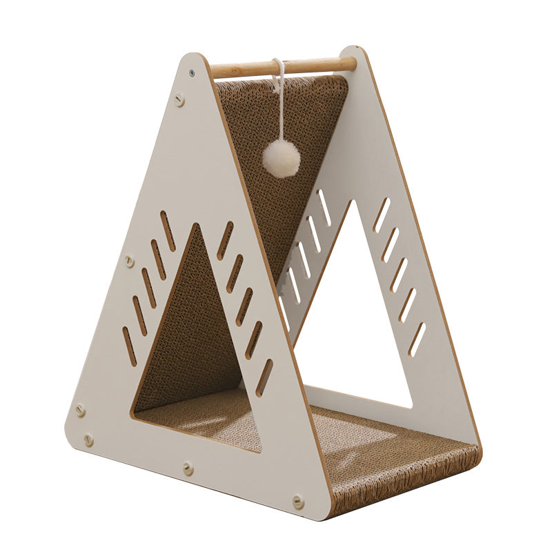 KFX-3829309 Triangular Corrugated Cardboard Cat Scratching Board and Nest Climbing Frame