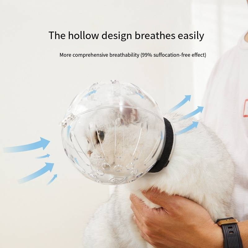 KFX-3830589 Breathable Cat Muzzle for Grooming and Bathing - Anti-Bite Protective Hood for Small Pets
