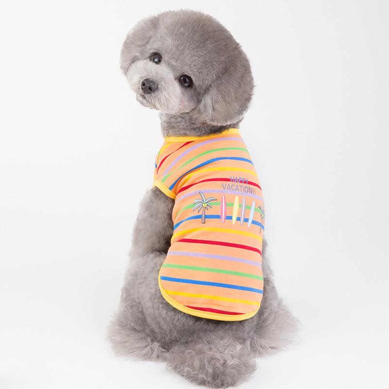 KFX-3831485 Comfortable and Breathable Summer Pet Vest in Light Blue and Orange