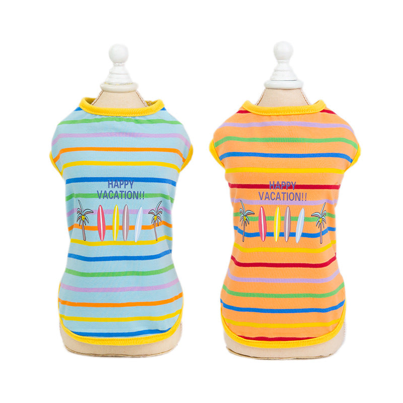 KFX-3831485 Comfortable and Breathable Summer Pet Vest in Light Blue and Orange