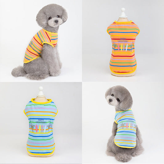 KFX-3831485 Comfortable and Breathable Summer Pet Vest in Light Blue and Orange