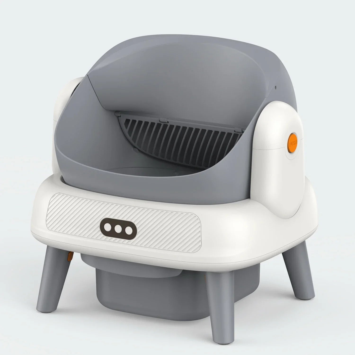 KFX-383251 Automatic Cat Litter Box with Easy Clean Feature, Travel Tray for Cats and Kittens, Large Capacity Plastic Design