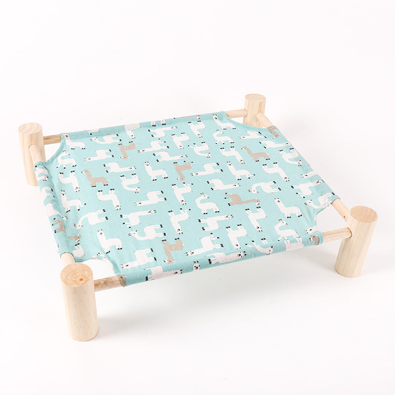 KFX-3833149 Wooden Four Seasons Pet Camping Bed and Mat for Small Dogs and Cats, Removable and Washable Covers, Various Colors Available