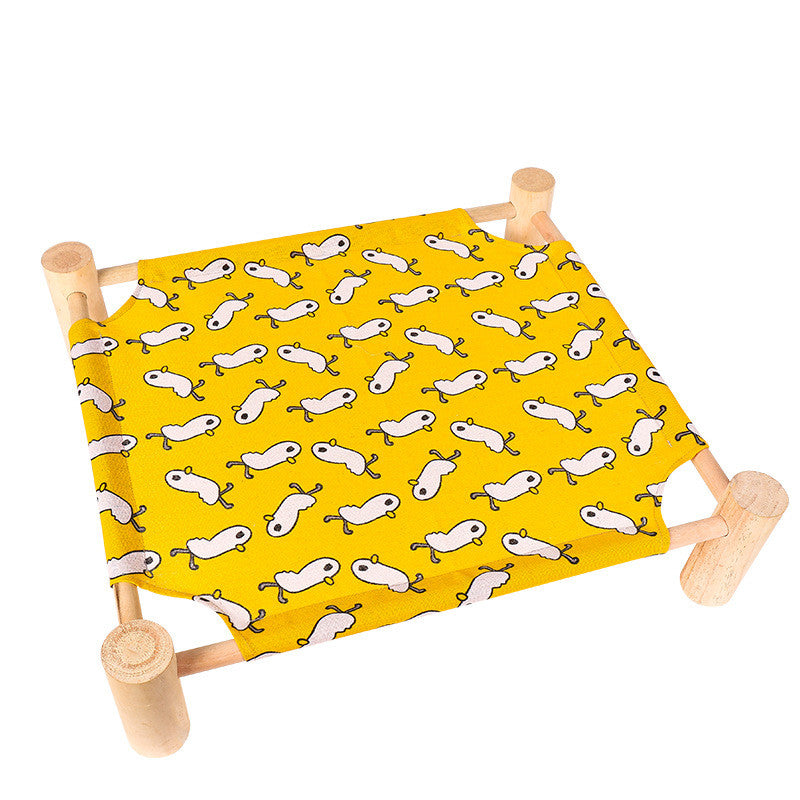KFX-3833149 Wooden Four Seasons Pet Camping Bed and Mat for Small Dogs and Cats, Removable and Washable Covers, Various Colors Available