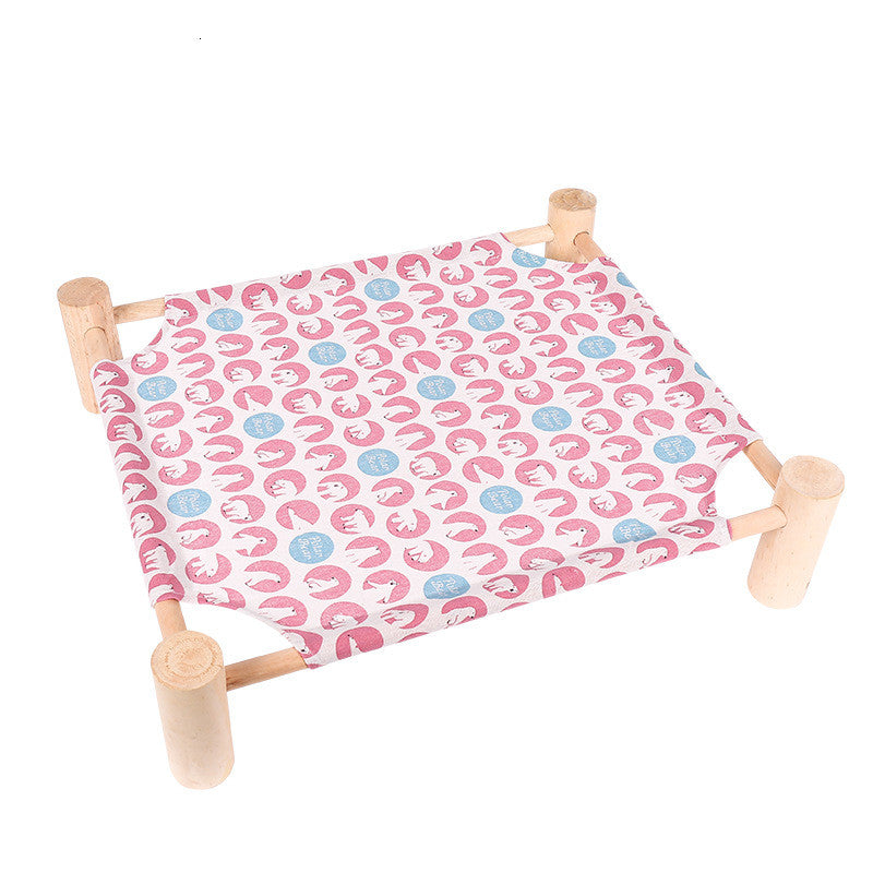 KFX-3833149 Wooden Four Seasons Pet Camping Bed and Mat for Small Dogs and Cats, Removable and Washable Covers, Various Colors Available