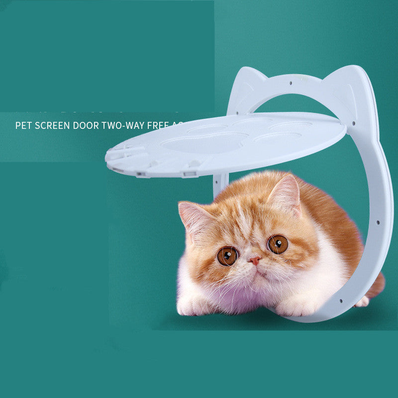 KFX-3833917 Intelligent Plastic Cat Door Curtain - White/Black, Easy Installation, 29cm Outer Size