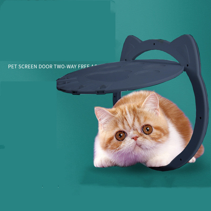 KFX-3833917 Intelligent Plastic Cat Door Curtain - White/Black, Easy Installation, 29cm Outer Size