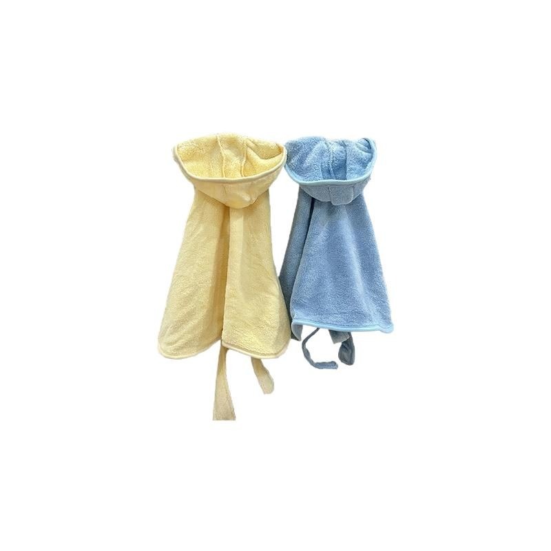 KFX-3835709 Soft and Thick Coral Fleece Dog Bath Towel - Wearable Bathrobe in Blue, Yellow, Pink, or White