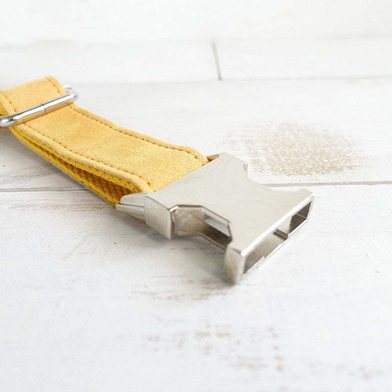 KFX-3836861 Adjustable Yellow Velvet Dog Collar in Multiple Sizes