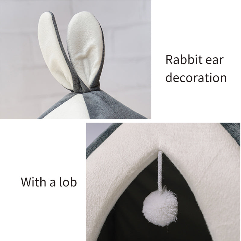KFX-3838525 Rabbit Ear Nest for Cats and Dogs - Soft Arctic Velvet with PP Cotton, Multiple Sizes Available