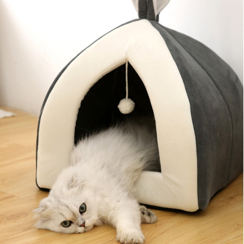 KFX-3838525 Rabbit Ear Nest for Cats and Dogs - Soft Arctic Velvet with PP Cotton, Multiple Sizes Available