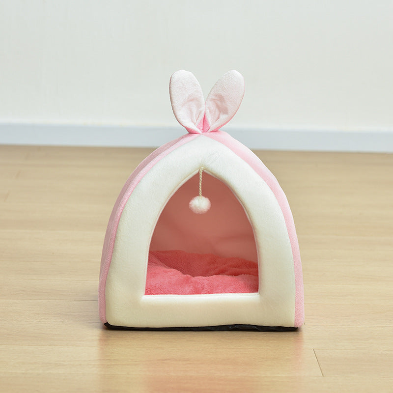 KFX-3838525 Rabbit Ear Nest for Cats and Dogs - Soft Arctic Velvet with PP Cotton, Multiple Sizes Available