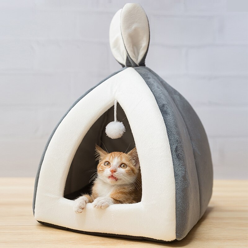 KFX-3838525 Rabbit Ear Nest for Cats and Dogs - Soft Arctic Velvet with PP Cotton, Multiple Sizes Available