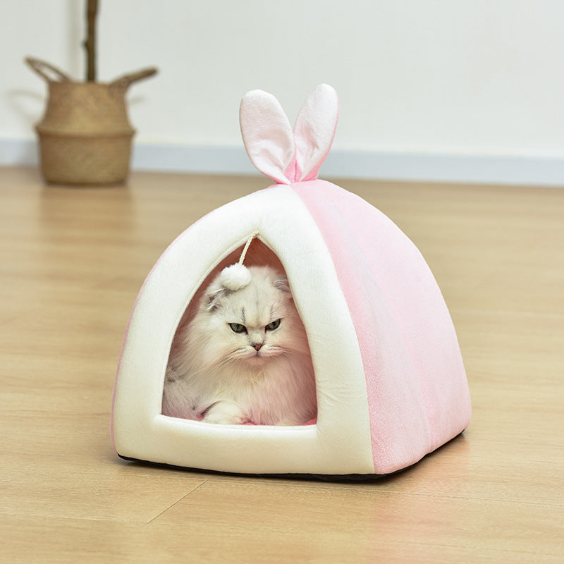 KFX-3838525 Rabbit Ear Nest for Cats and Dogs - Soft Arctic Velvet with PP Cotton, Multiple Sizes Available