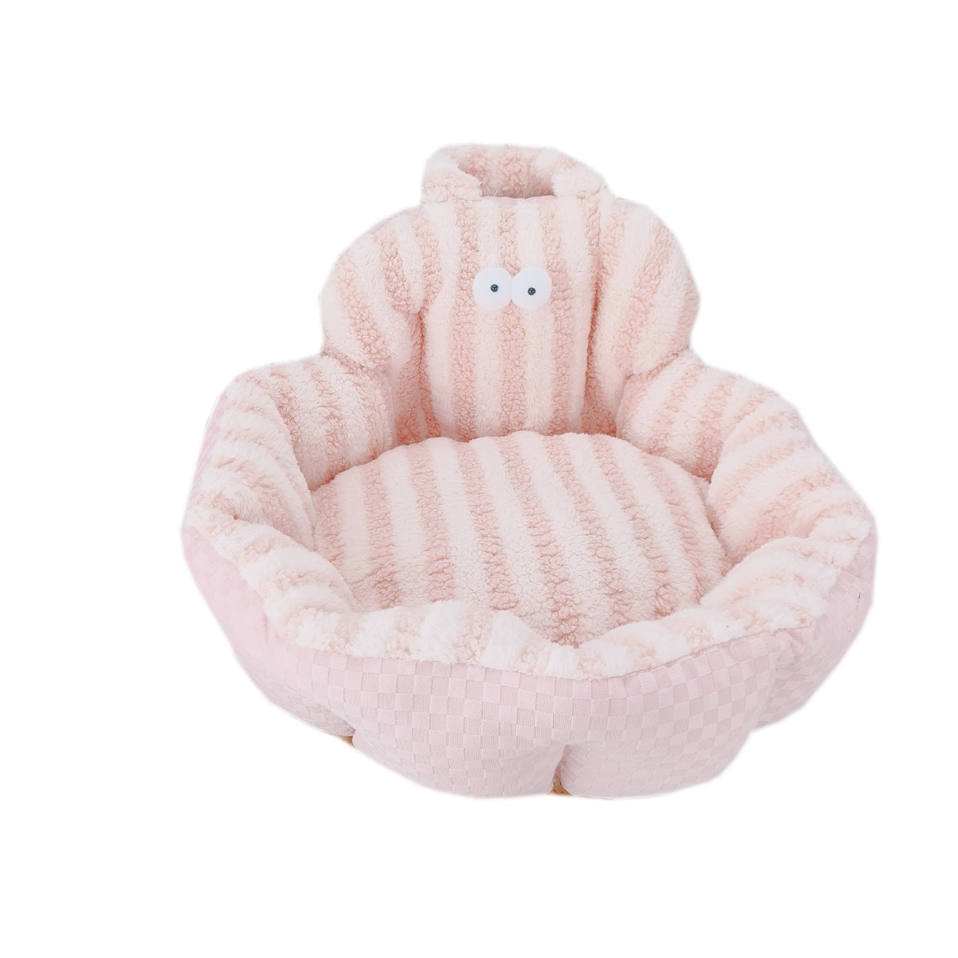 KFX-3838909 Big Eyes Round Pet Sofa Nest - Soft Cloth, Available in Pink, Blue, Yellow, 48cm or 60cm Diameter