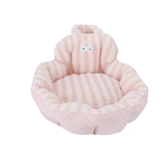 KFX-3838909 Big Eyes Round Pet Sofa Nest - Soft Cloth, Available in Pink, Blue, Yellow, 48cm or 60cm Diameter