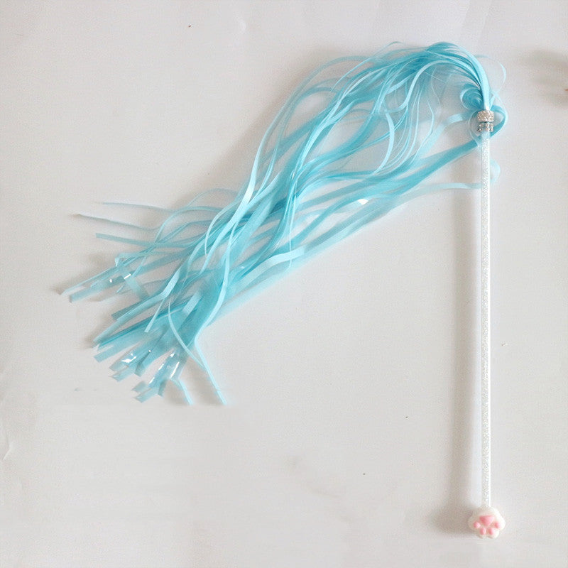 KFX-3839677 Cat Toy Stick with Bell, Feather Tassel & Bite Resistant Fur Ball - Multiple Colors Available