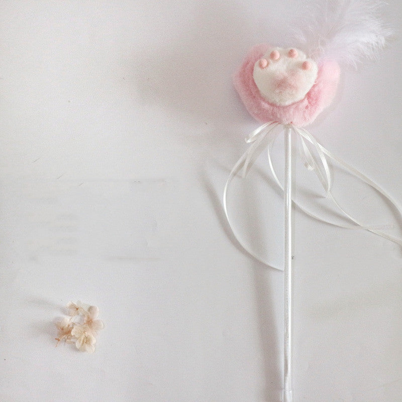 KFX-3839677 Cat Toy Stick with Bell, Feather Tassel & Bite Resistant Fur Ball - Multiple Colors Available