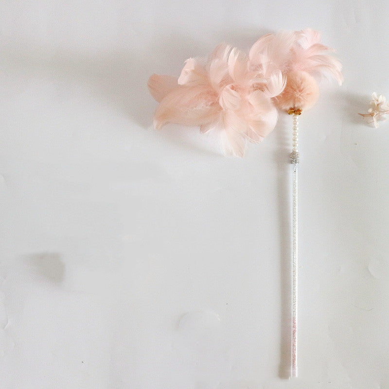 KFX-3839677 Cat Toy Stick with Bell, Feather Tassel & Bite Resistant Fur Ball - Multiple Colors Available