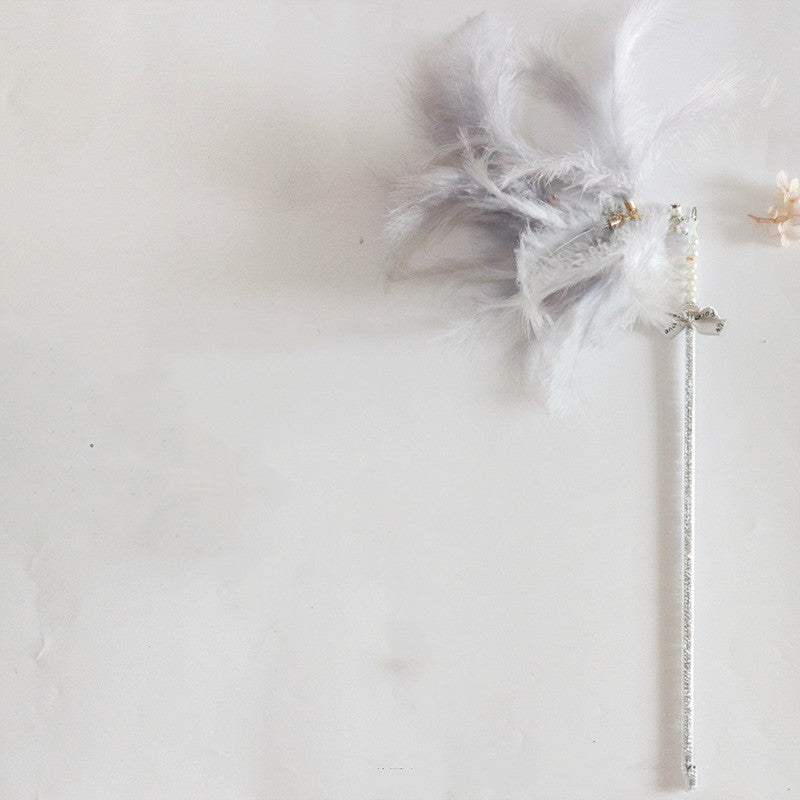 KFX-3839677 Cat Toy Stick with Bell, Feather Tassel & Bite Resistant Fur Ball - Multiple Colors Available