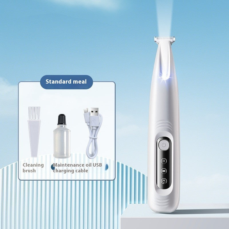 KFX-3840445 Pet Hair Shaver Device for Dogs - USB Rechargeable with Cleaning Brush and Maintenance Oil, White