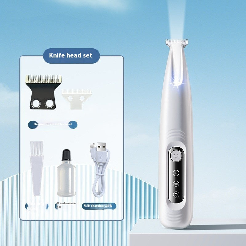 KFX-3840445 Pet Hair Shaver Device for Dogs - USB Rechargeable with Cleaning Brush and Maintenance Oil, White