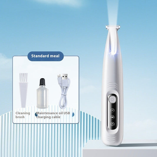 KFX-3840445 Pet Hair Shaver Device for Dogs - USB Rechargeable with Cleaning Brush and Maintenance Oil, White