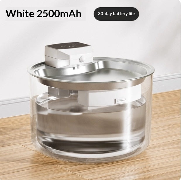 KFX-3840701 Stainless Steel Wireless Cat Water Fountain with Automatic Recirculation - 3L Large Capacity
