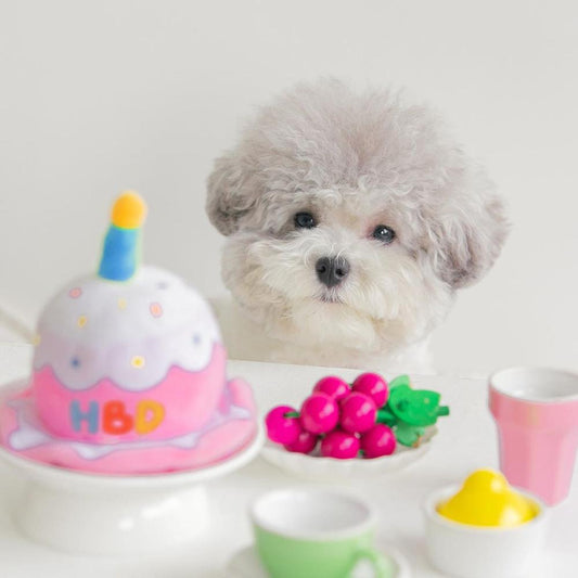 KFX-3842237 Adorable Pink White Cake Hat Plush Toy for Dogs and Cats