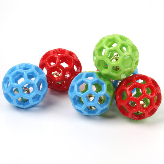 KFX-3843261 Durable Rubber Hollow Ball Pet Toy for Dogs and Cats - Two-Color Design