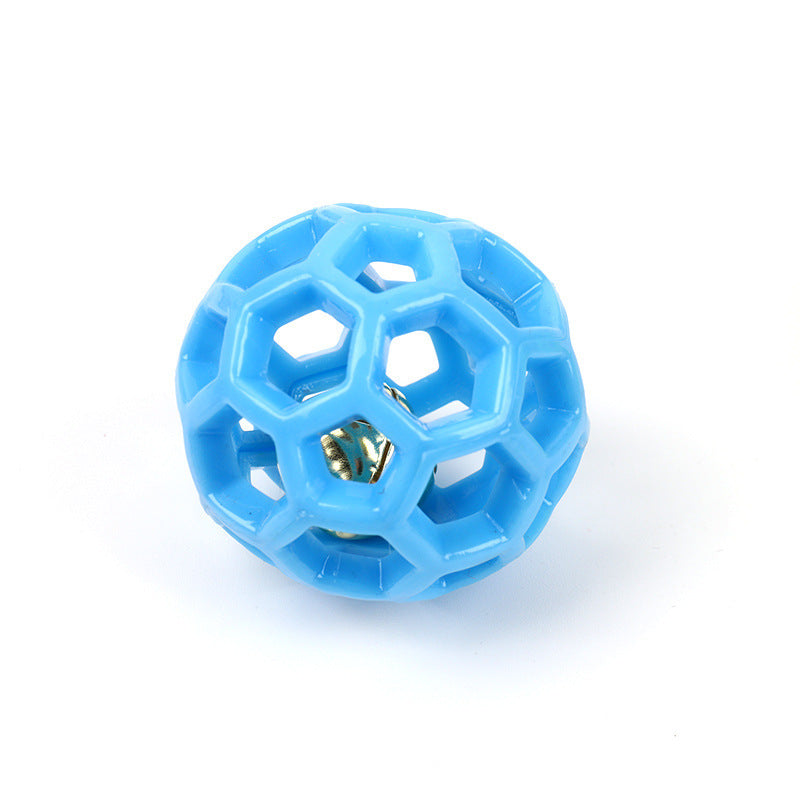 KFX-3843261 Durable Rubber Hollow Ball Pet Toy for Dogs and Cats - Two-Color Design