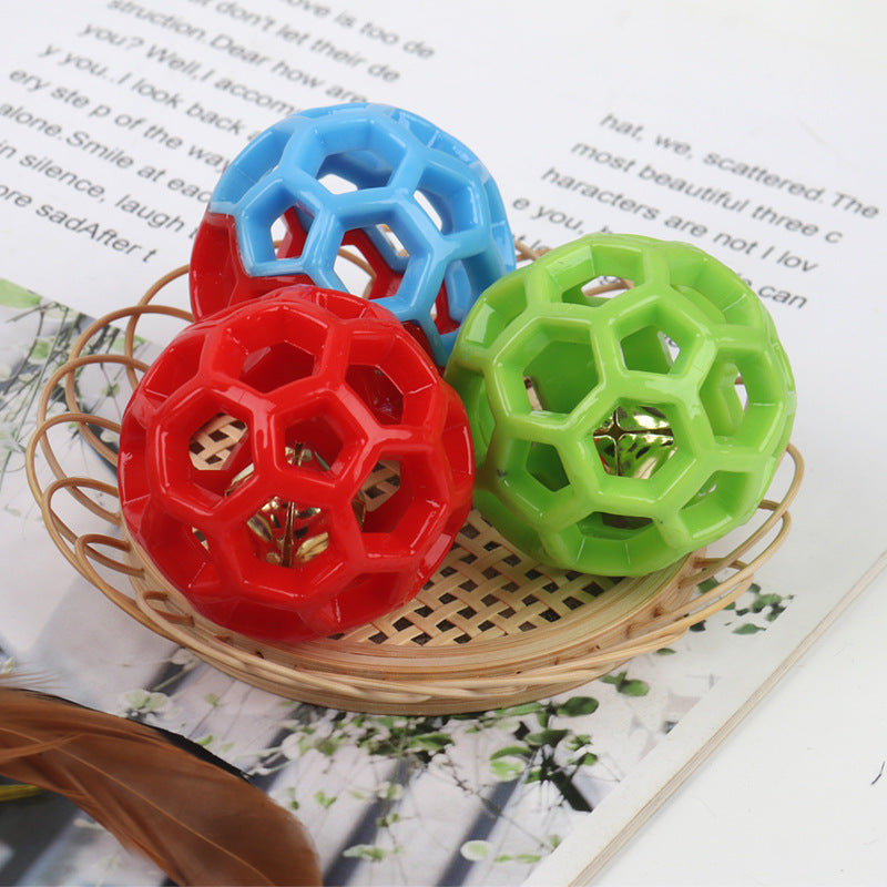 KFX-3843261 Durable Rubber Hollow Ball Pet Toy for Dogs and Cats - Two-Color Design