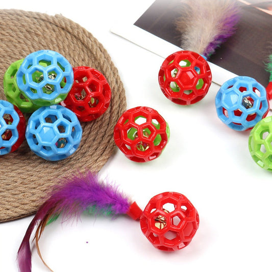 KFX-3843261 Durable Rubber Hollow Ball Pet Toy for Dogs and Cats - Two-Color Design