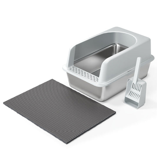 KFX-3846077 Thick Stainless Steel Cat Litter Box with Insulation Pad and Multifunctional Scoop