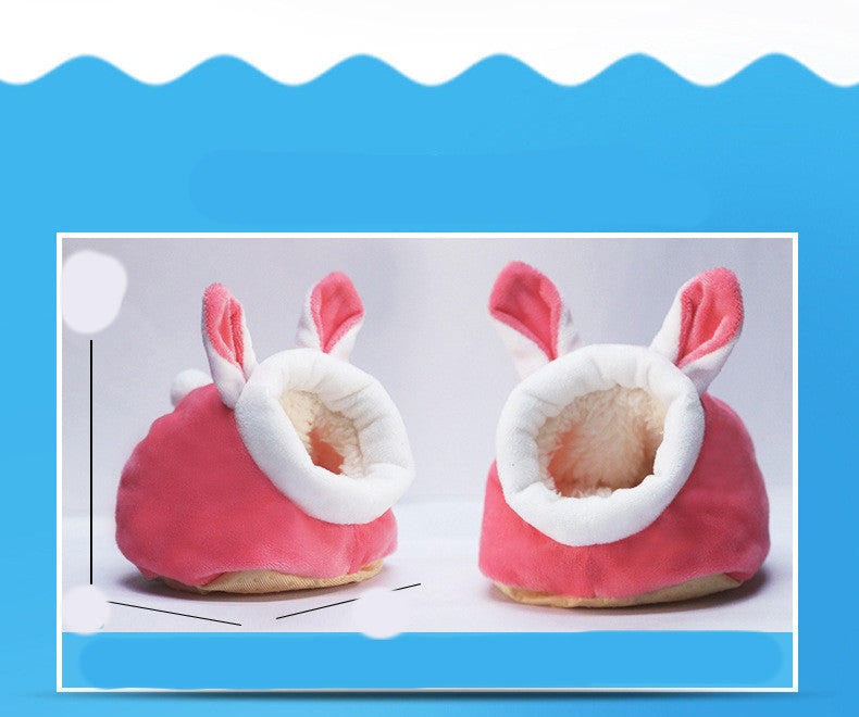 KFX-3850429 Cozy Cloth Small Pet Nest for Hamsters - Pink Rabbit & Yellow Chicken Design