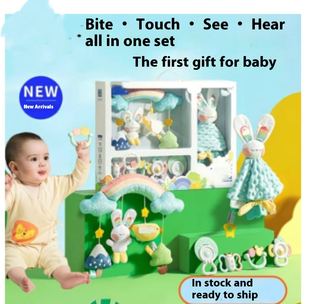 KFX-3851197 Newborn Comfort Rabbit Rattle Teether - Educational Toy for Emotional and Sensory Development