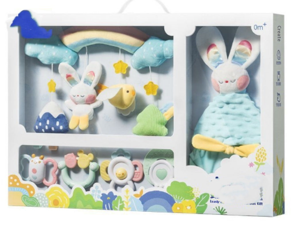 KFX-3851197 Newborn Comfort Rabbit Rattle Teether - Educational Toy for Emotional and Sensory Development