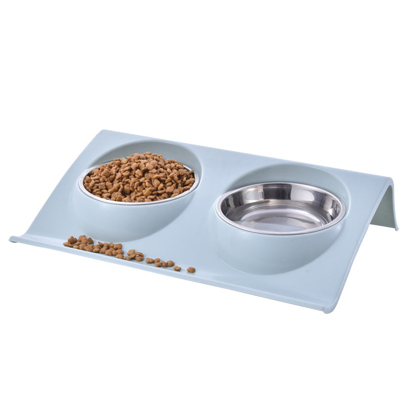 KFX-3856317 Stainless Steel Double Pet Bowl with Anti-Spatter Design - Easy to Clean and Eco-Friendly