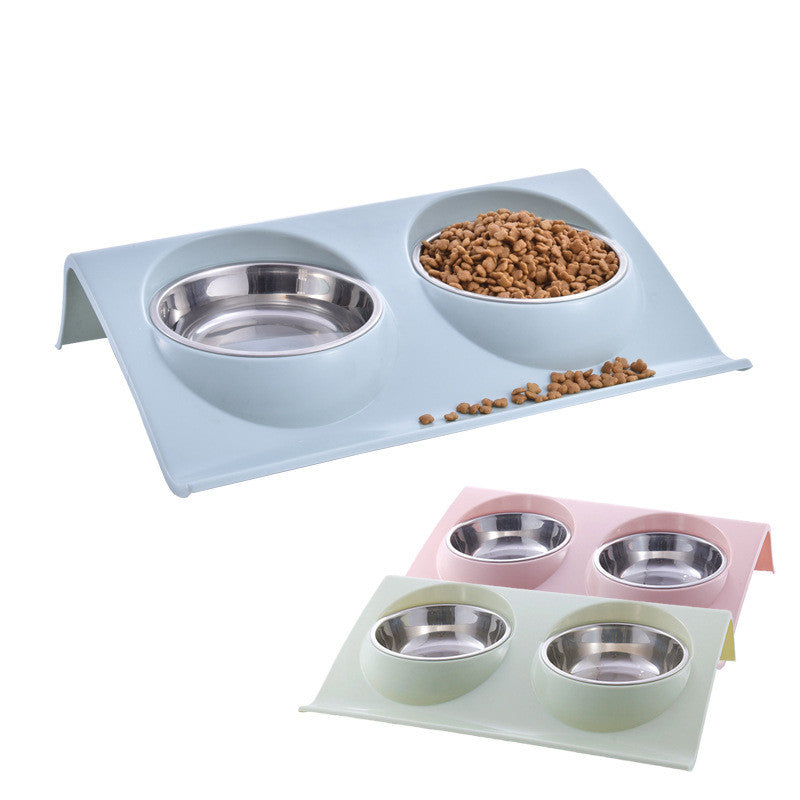 KFX-3856317 Stainless Steel Double Pet Bowl with Anti-Spatter Design - Easy to Clean and Eco-Friendly