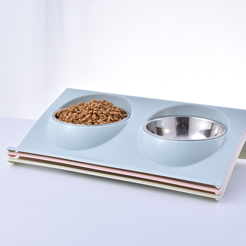 KFX-3856317 Stainless Steel Double Pet Bowl with Anti-Spatter Design - Easy to Clean and Eco-Friendly