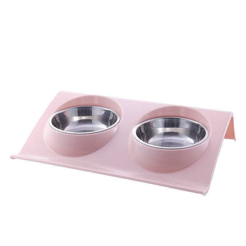 KFX-3856317 Stainless Steel Double Pet Bowl with Anti-Spatter Design - Easy to Clean and Eco-Friendly