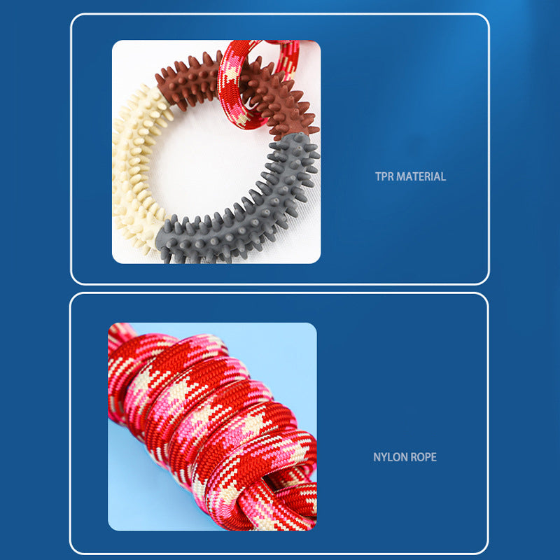 KFX-3857597 Durable Braided Rope Toy for Dogs - Colorful Puppy Knot with Self-Relief Feature (43CM x 11CM, 166g)
