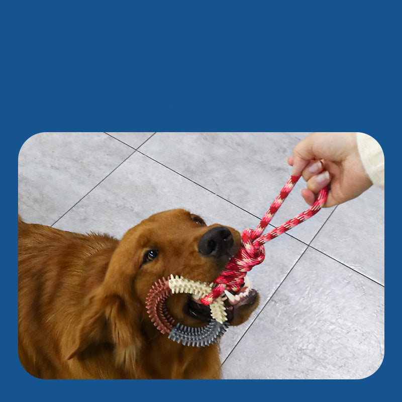 KFX-3857597 Durable Braided Rope Toy for Dogs - Colorful Puppy Knot with Self-Relief Feature (43CM x 11CM, 166g)