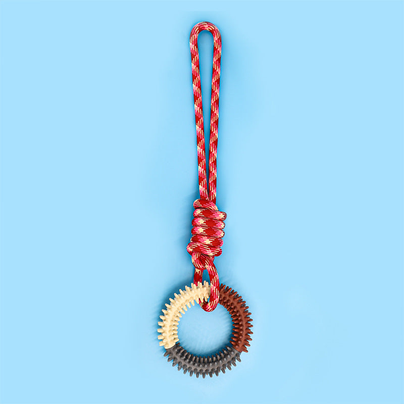 KFX-3857597 Durable Braided Rope Toy for Dogs - Colorful Puppy Knot with Self-Relief Feature (43CM x 11CM, 166g)