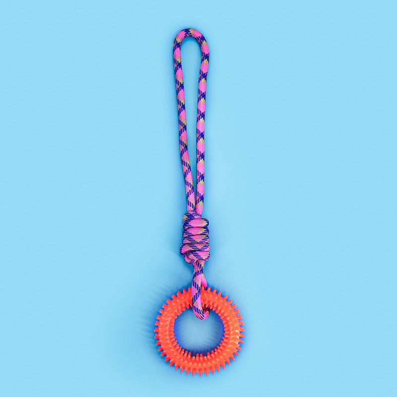 KFX-3857597 Durable Braided Rope Toy for Dogs - Colorful Puppy Knot with Self-Relief Feature (43CM x 11CM, 166g)