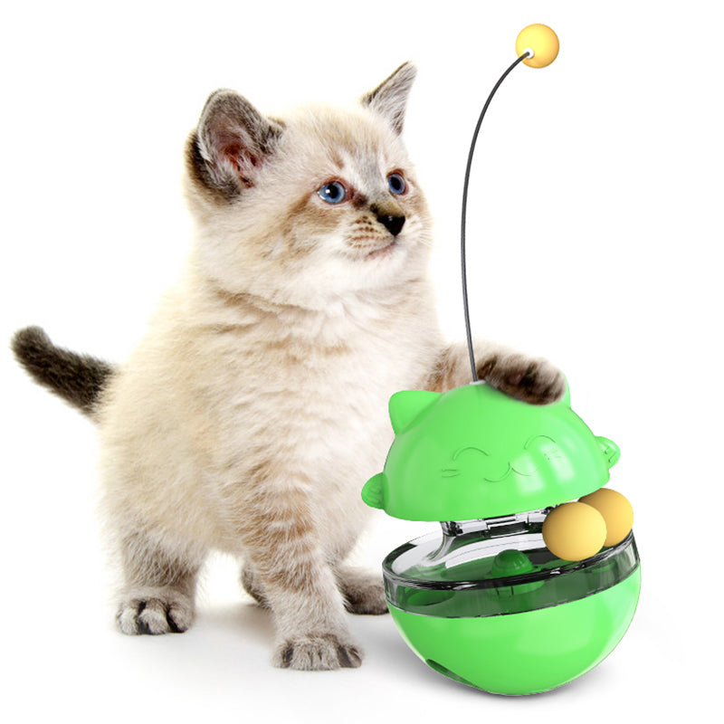 KFX-3859901 Lucky Cat Tumbler Toy with Suction Cup Pinwheel - Engaging Educational Cat Playtime Artifact