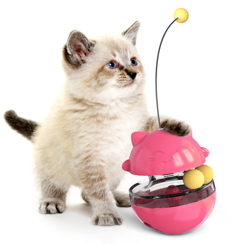 KFX-3859901 Lucky Cat Tumbler Toy with Suction Cup Pinwheel - Engaging Educational Cat Playtime Artifact