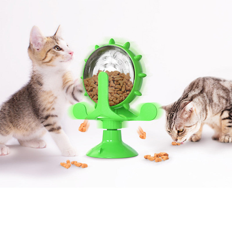 KFX-3859901 Lucky Cat Tumbler Toy with Suction Cup Pinwheel - Engaging Educational Cat Playtime Artifact