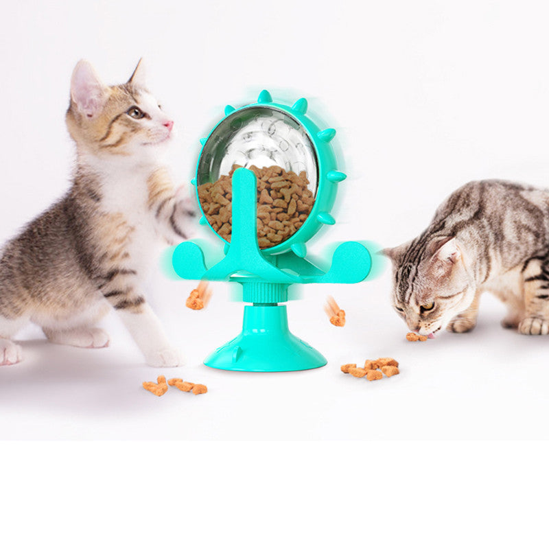 KFX-3859901 Lucky Cat Tumbler Toy with Suction Cup Pinwheel - Engaging Educational Cat Playtime Artifact